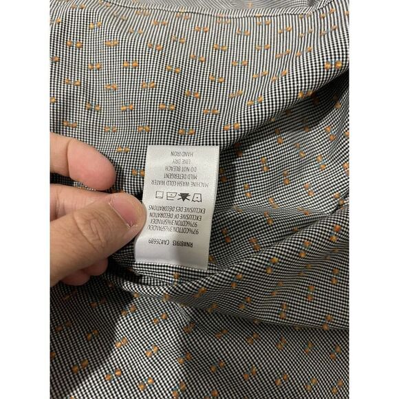 Robert Graham Men's Dress Shirt Black White Orange 3D Textured Size 2XL - Picture 7 of 9